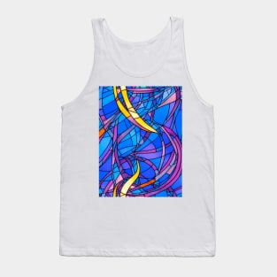 Stained Glass Design Pattern, Blue  and yellow scheme Tank Top